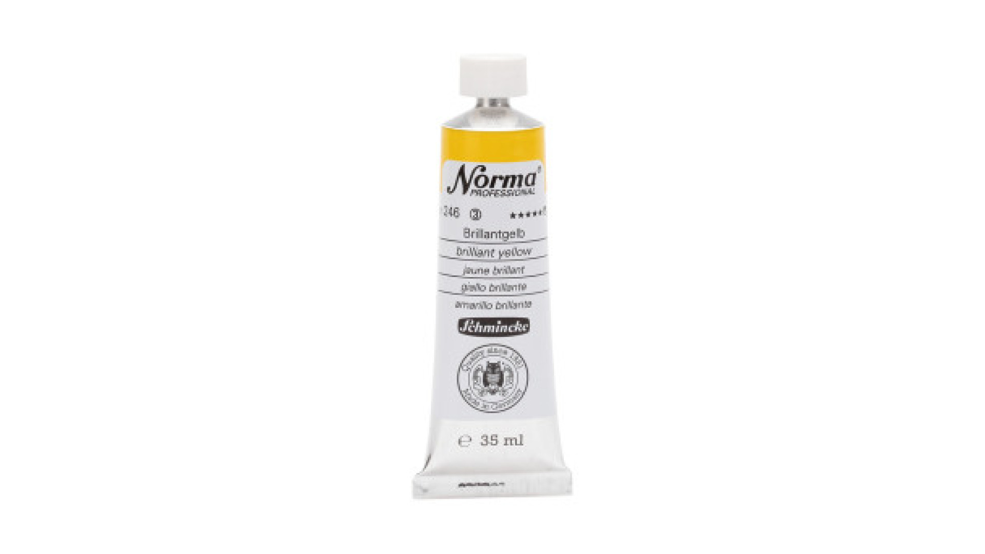 Farba olejna Schmincke Norma Professional w kolorze żółtego błysku. 35 ml. 246