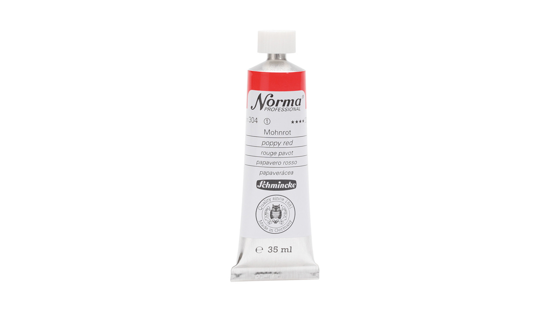 Farba olejna Schmincke Norma Professional odcień makowy czerwony. 35 ml. 304