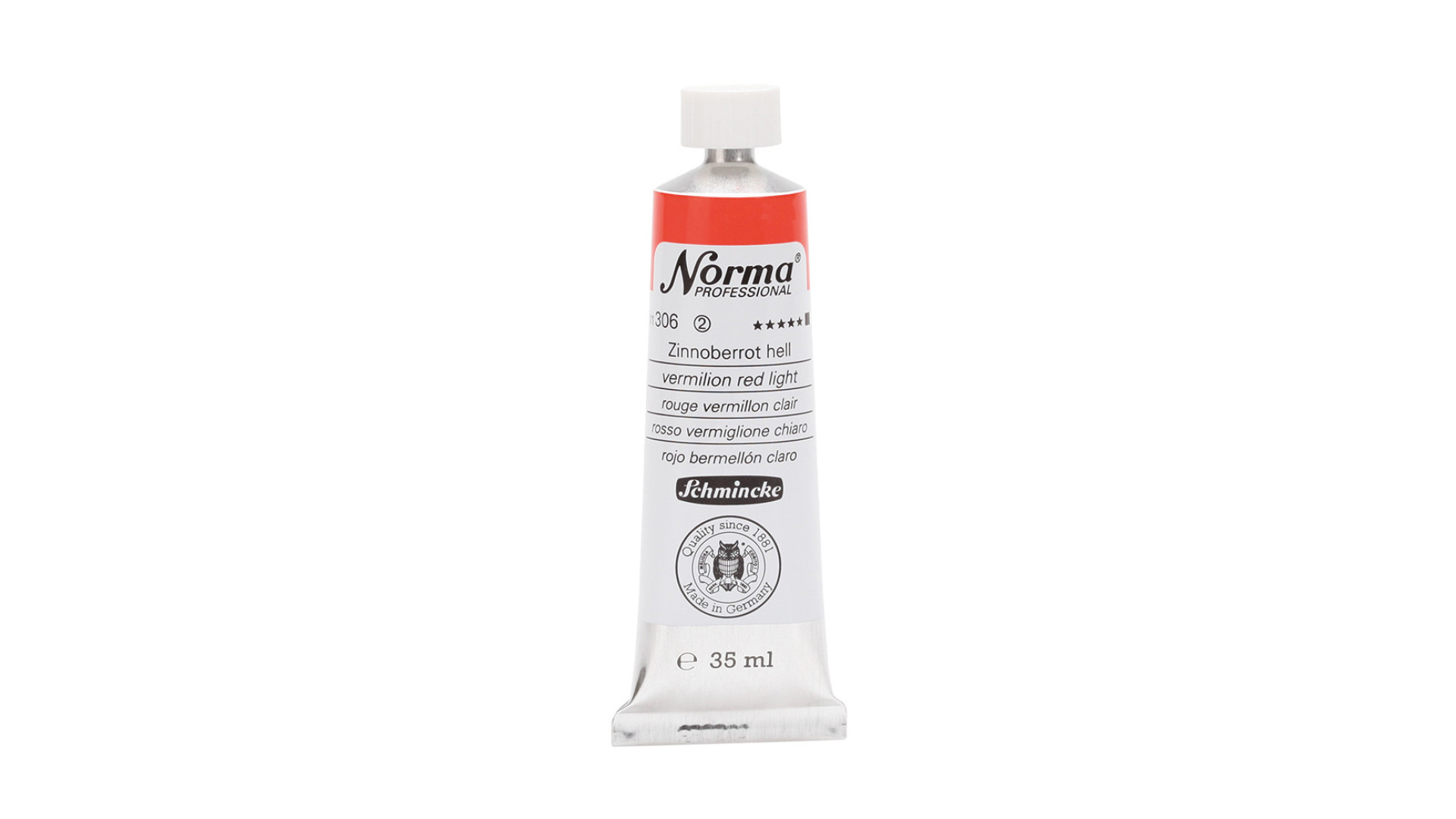 Farba olejna Schmincke Norma Professional w kolorze jasnoczerwonym odcieniu. 35 ml. 306