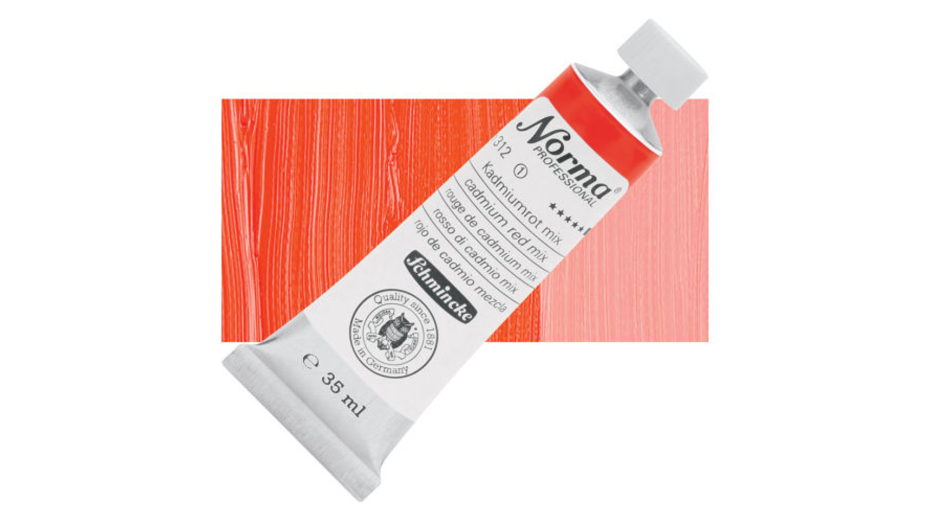 Farba olejna Schmincke Norma Professional o odcieniu czerwonym kadmowym. 35 ml. 312