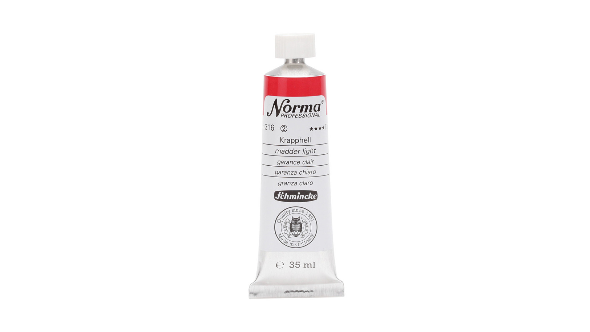 Farba olejna Schmincke Norma Professional odcień jasnego madder. 35 ml. 316