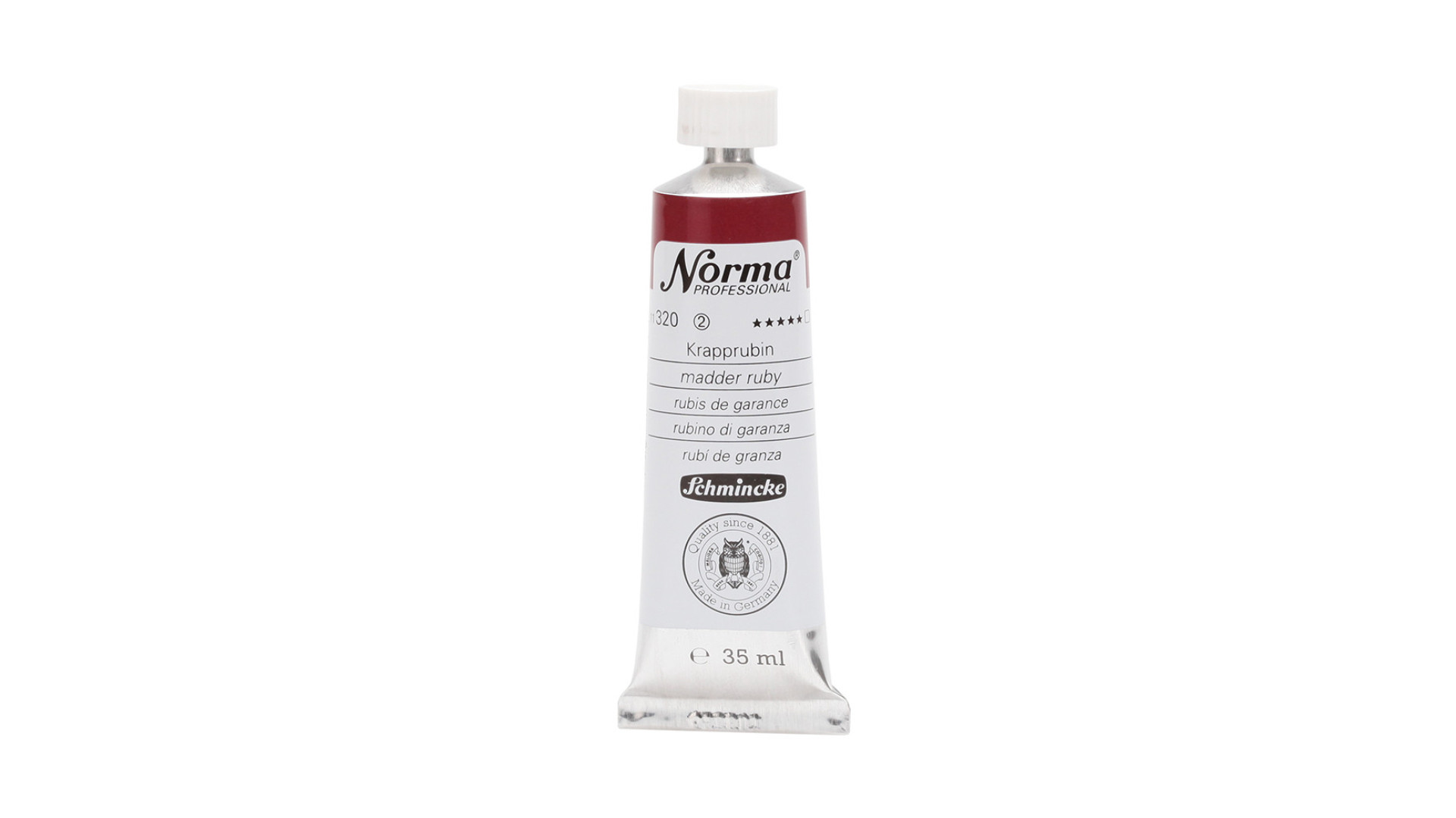 Farba olejna Schmincke Norma Professional o odcieniu madder ruby. 35 ml. 320