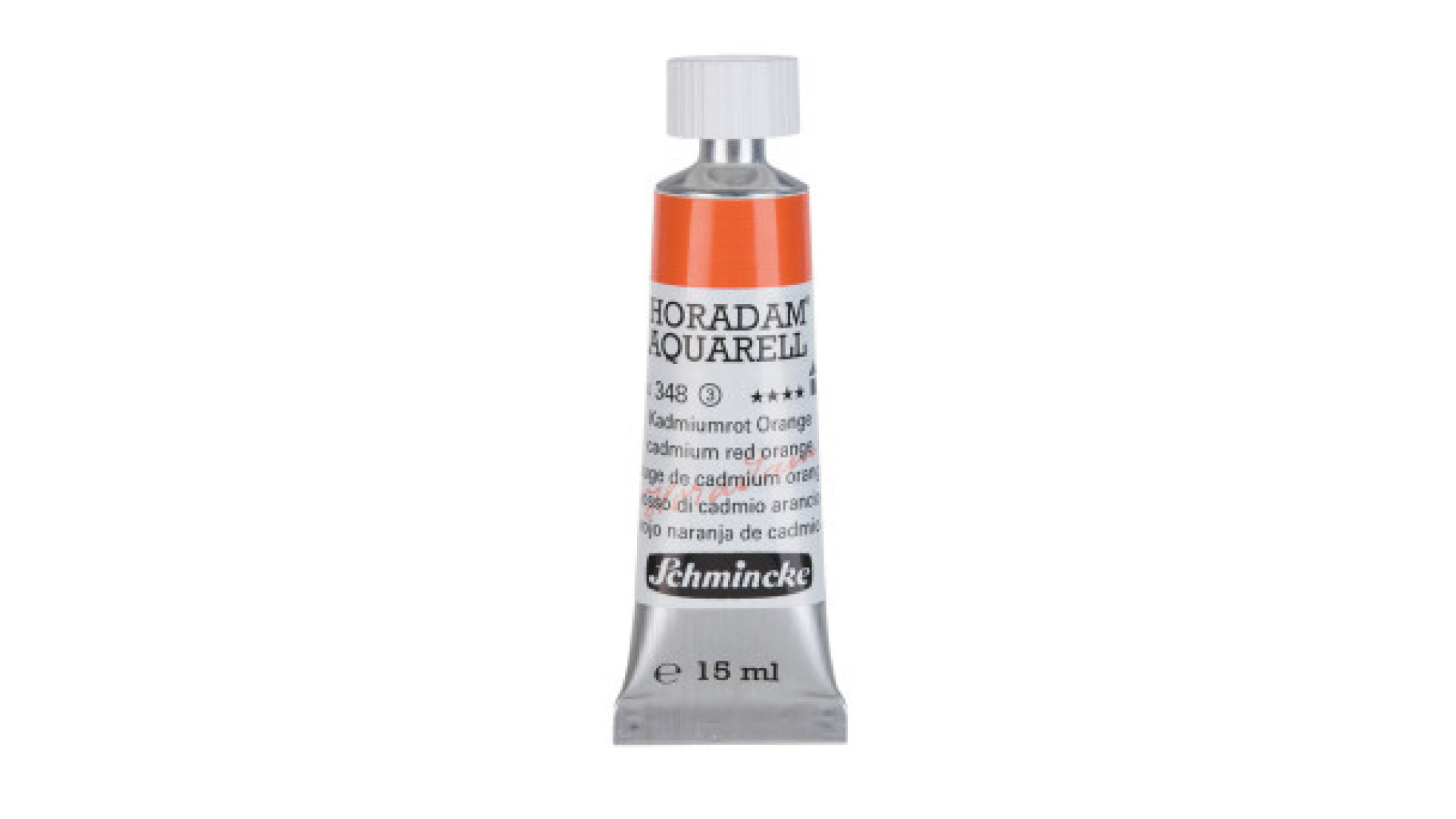 Watercolour paint Schmincke Horadam Aquarell cadmium red orange 15 ml. 348