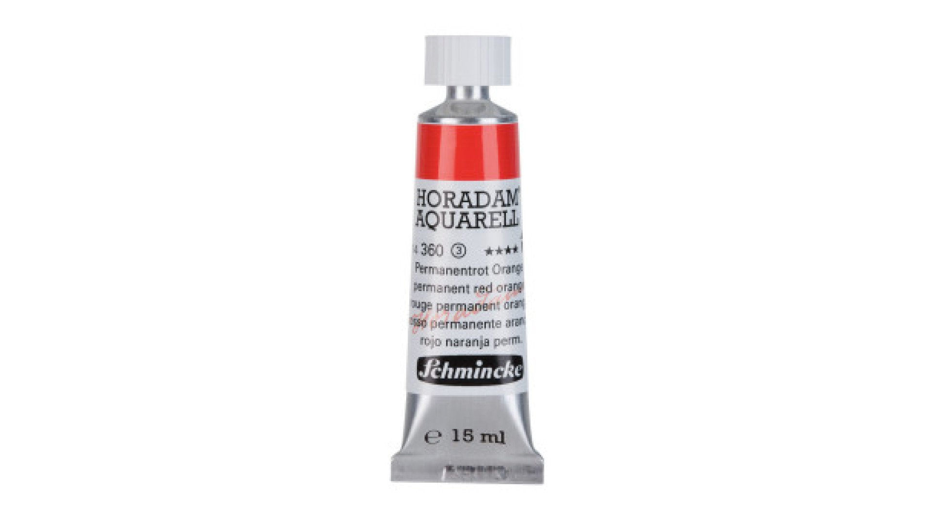 Watercolour paint Schmincke Horadam Aquarell permanent red orange 15 ml. 360