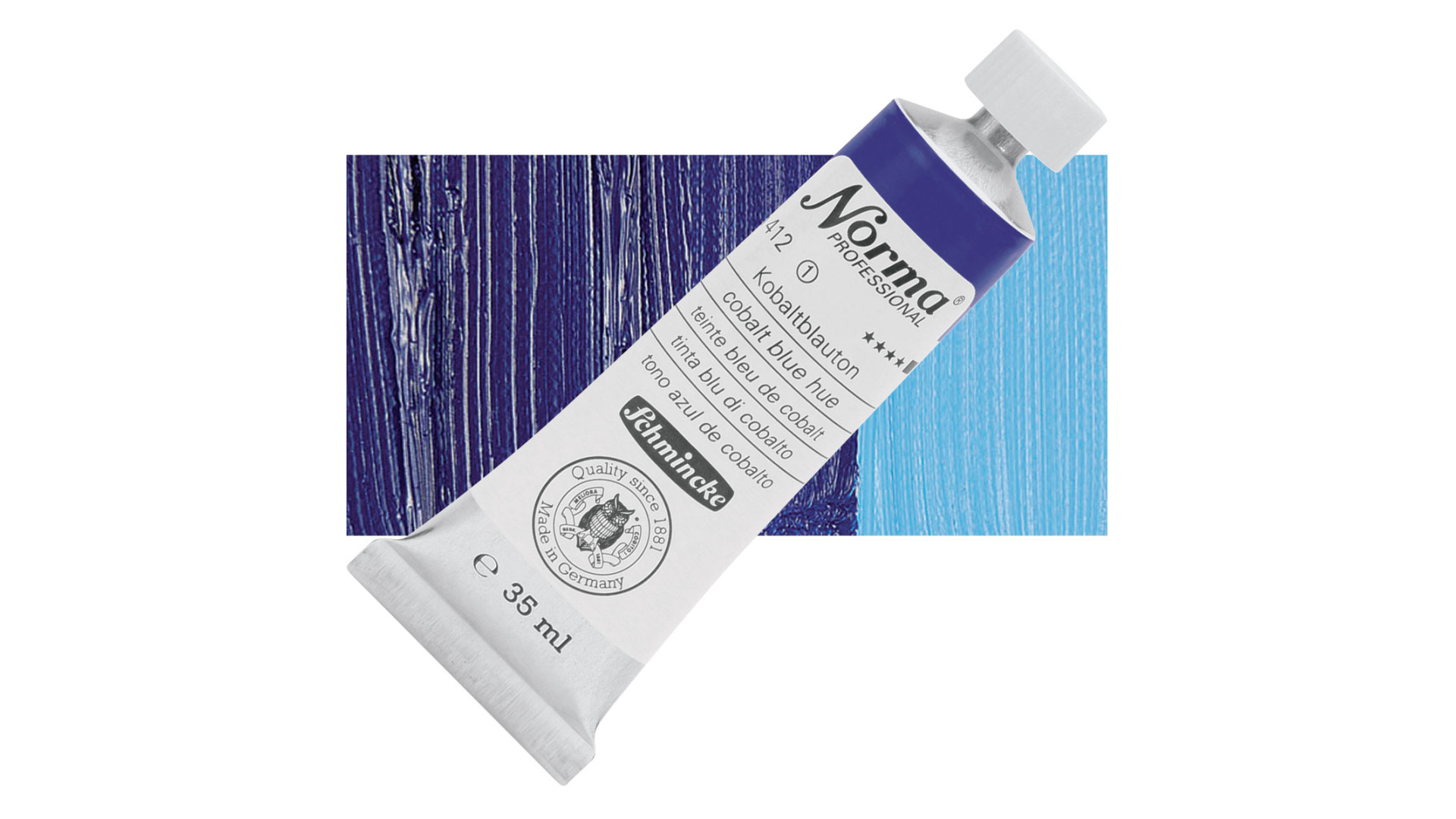 Farba olejna Schmincke Norma Professional o odcieniu kobaltowego niebieskiego. 35 ml. 412