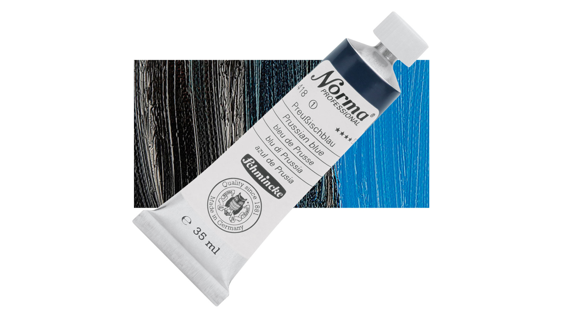 Farba olejna Schmincke Norma Professional o odcieniu pruskiego niebieskiego. 35 ml. 418