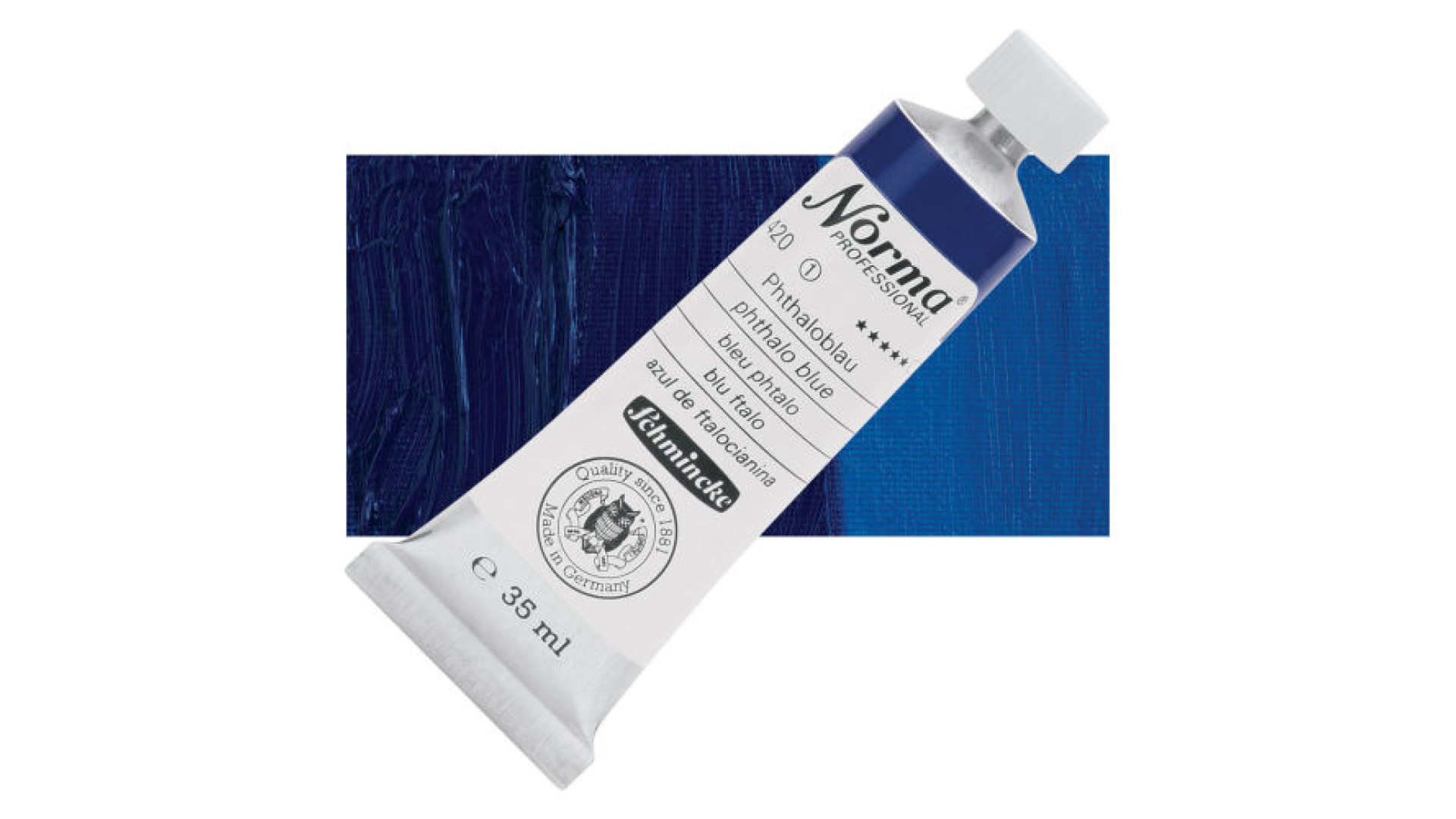 Farba olejna Schmincke Norma Professional w odcieniu ftalowej niebieskiej. 35 ml. 420
