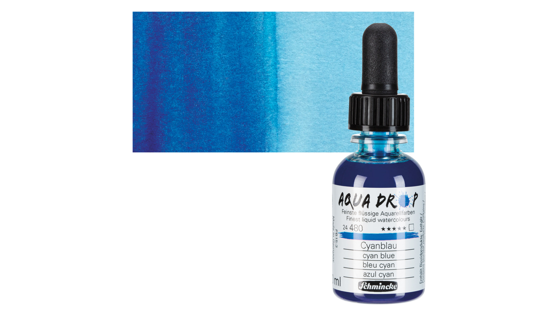 Watercolour paint Schmincke Aqua drop cyan blue 30 ml. 480