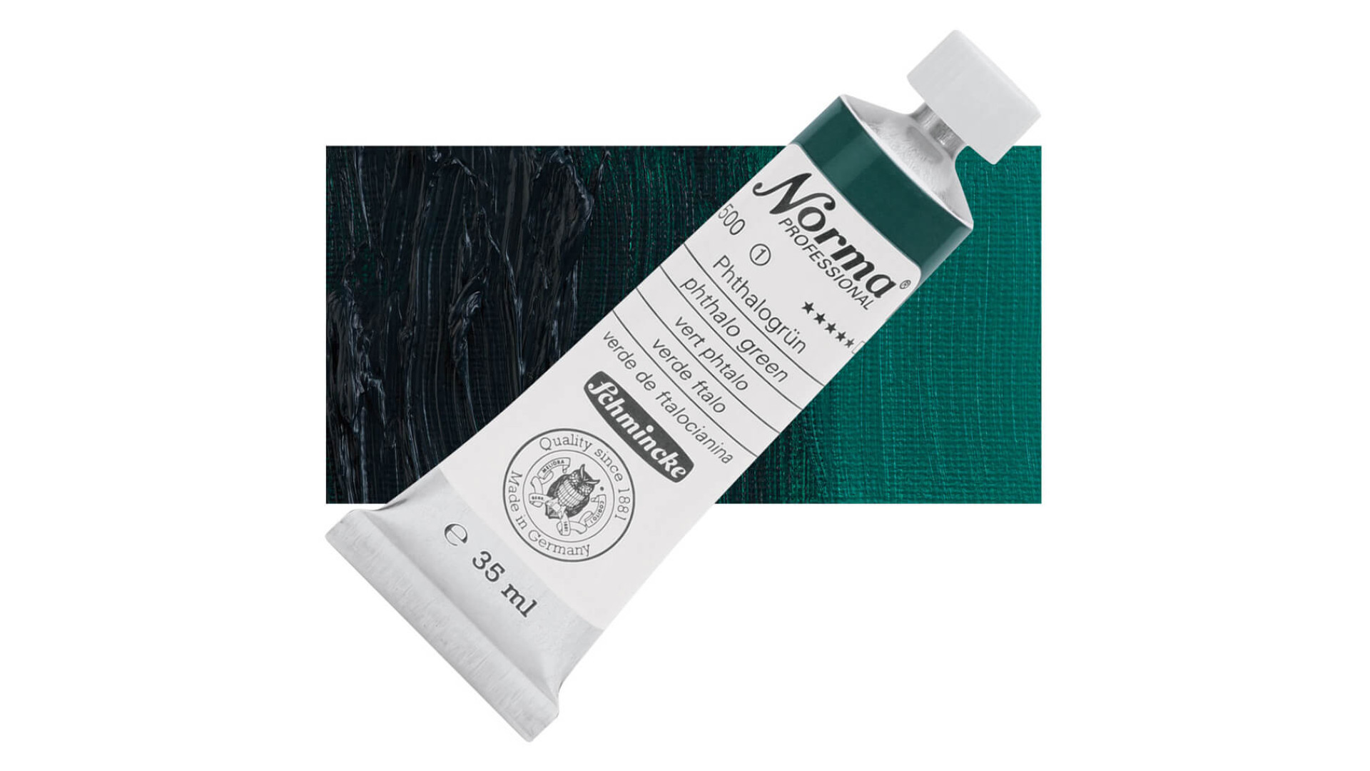 Farba olejna Schmincke Norma Professional o odcieniu ftalowej zieleni. 35 ml. 500