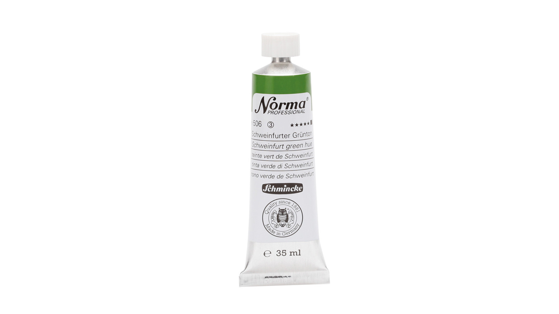 Farba olejna Schmincke Norma Professional w kolorze zielonym Schweinfurt. 35 ml. 506