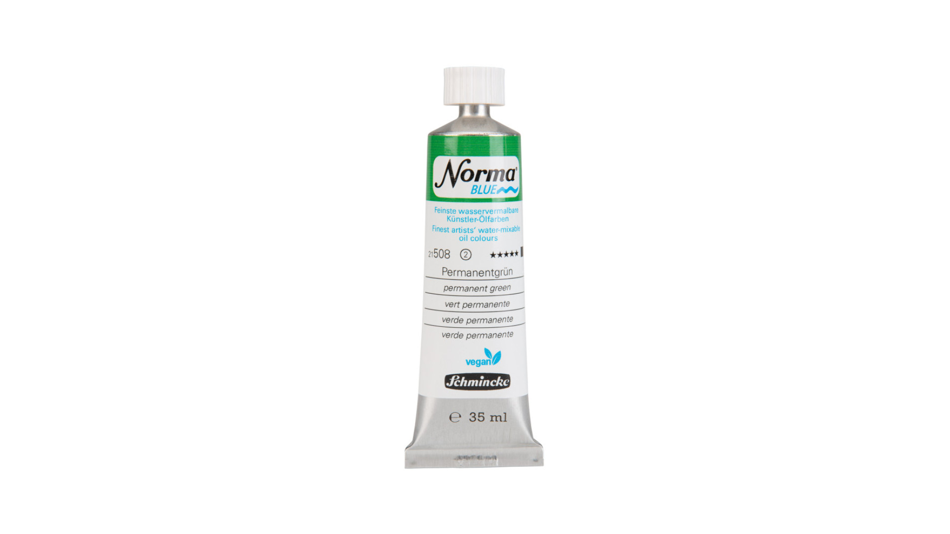 Farba olejna Schmincke Norma Professional w kolorze trwałego zielonego odcienia. 35 ml. 508