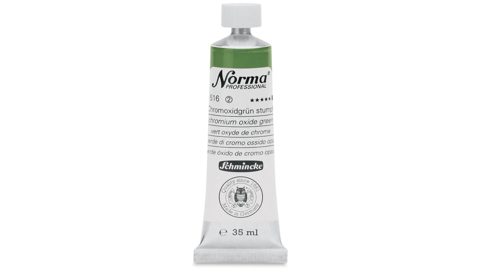 Farba olejna Schmincke Norma Professional o odcieniu zielonym z tlenkiem chromu. 35 ml. 516