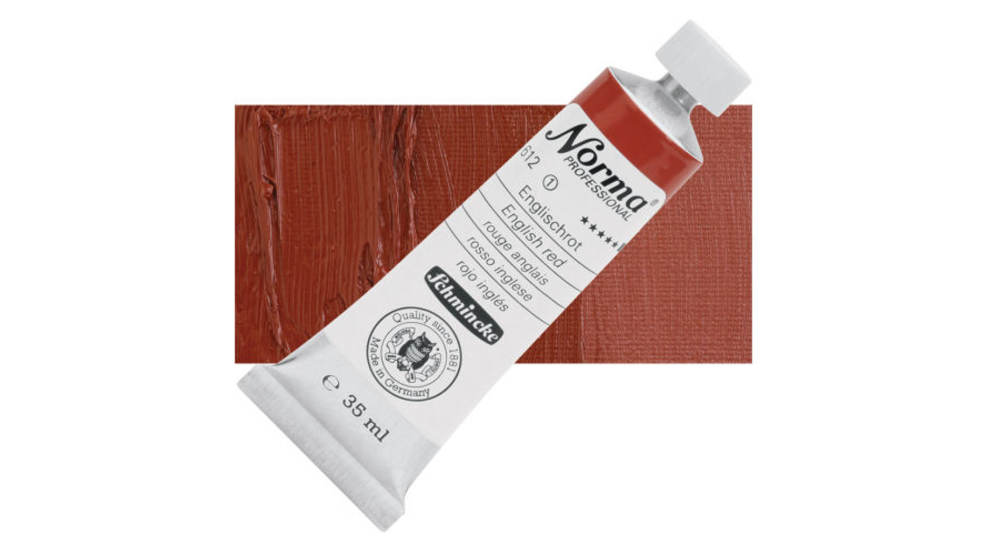 Farba olejna Schmincke Norma Professional w odcieniu angielskiej czerwieni. 35 ml. 612