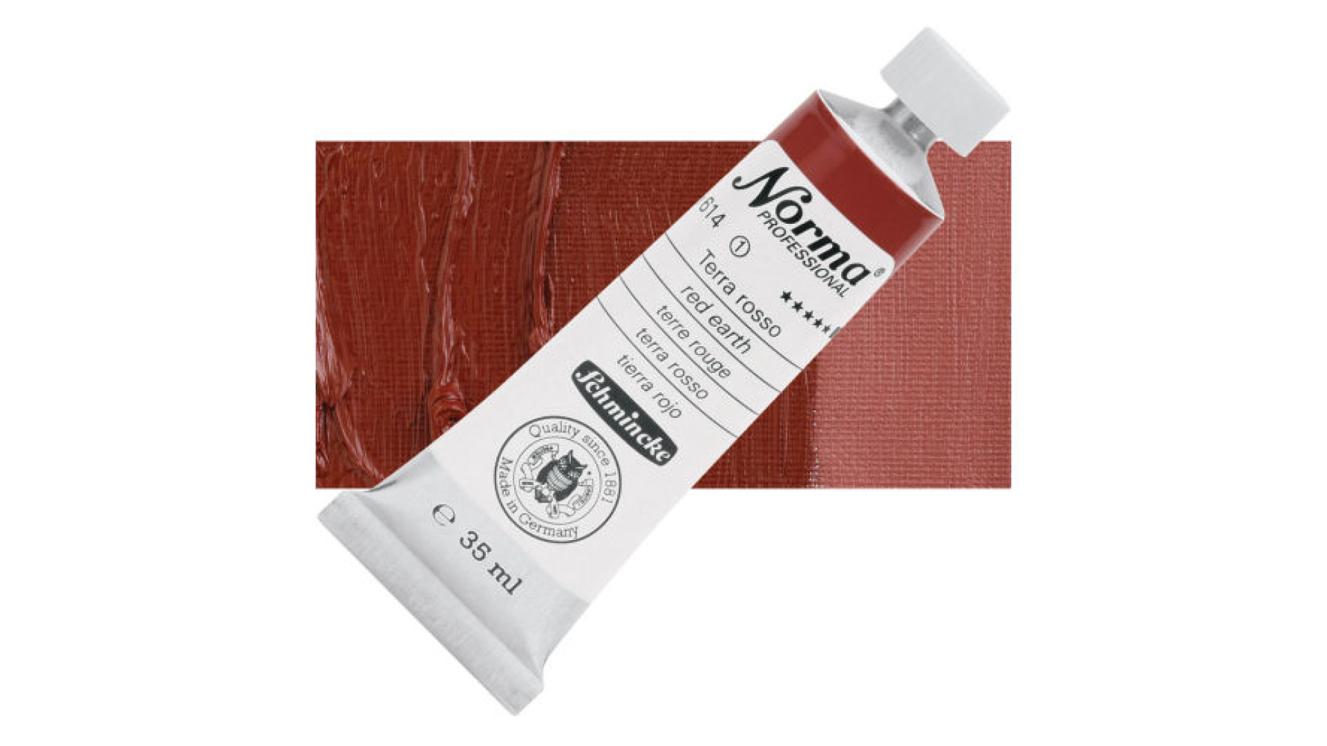 Farba olejna Schmincke Norma Professional w odcieniu czerwonej ziemi. 35 ml. 614