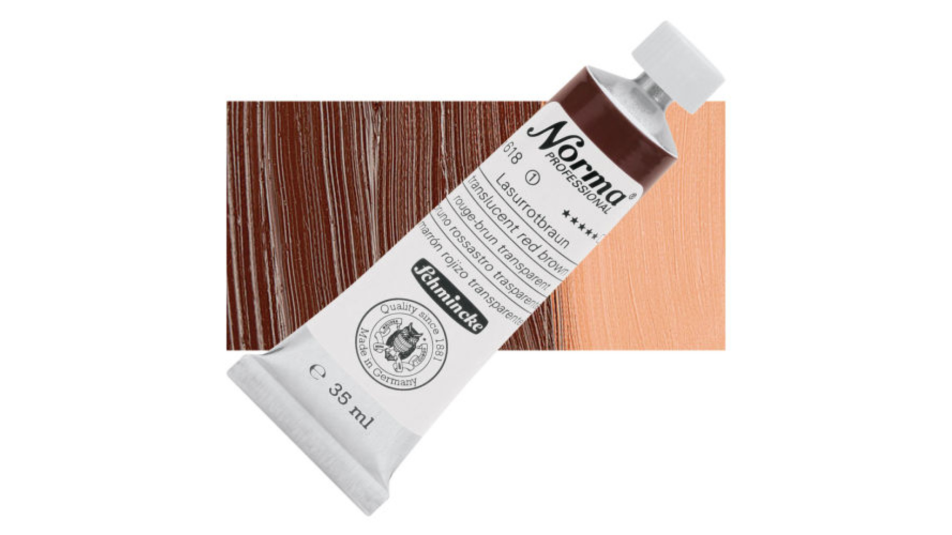 Farba olejna Schmincke Norma Professional transparentny brąz czerwony odcień. 35 ml. 618