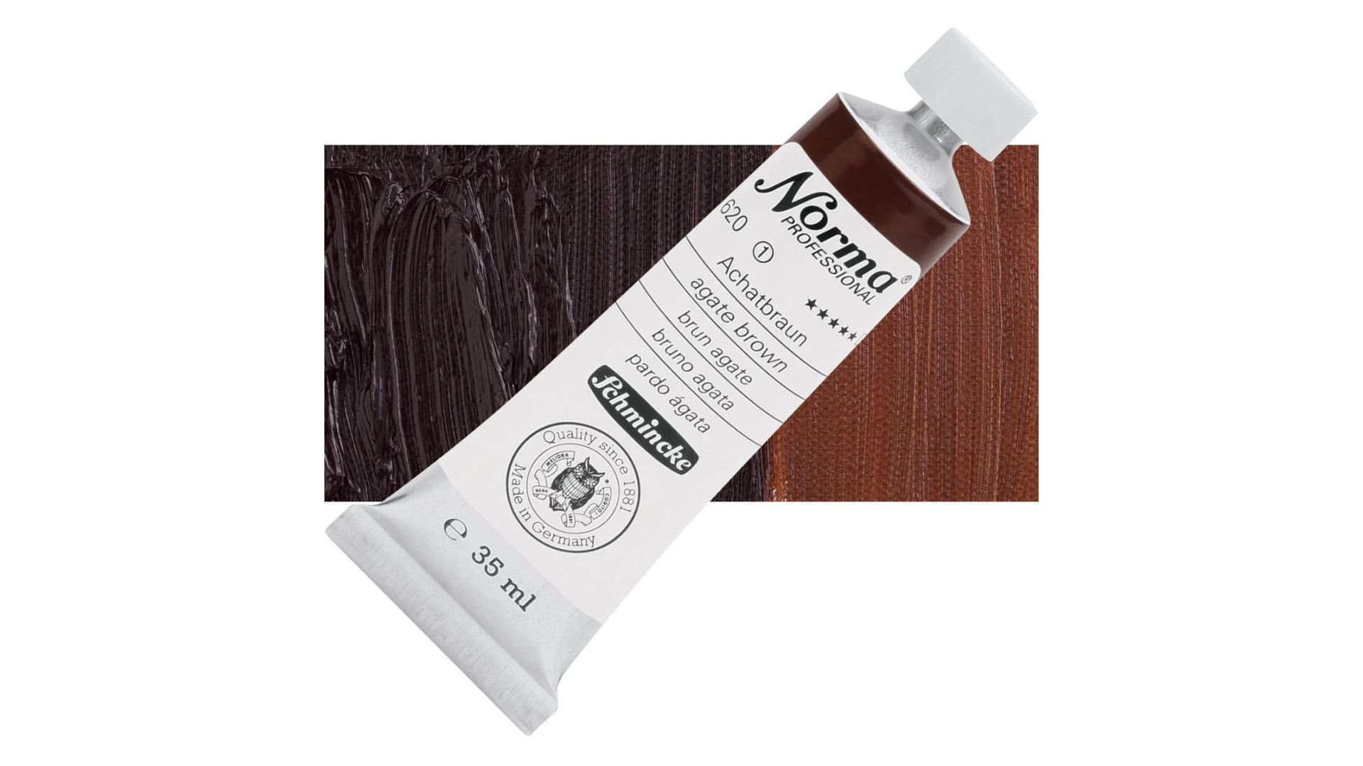 Farba olejna Schmincke Norma Professional w odcieniu brązu agatowego. 35 ml. 620