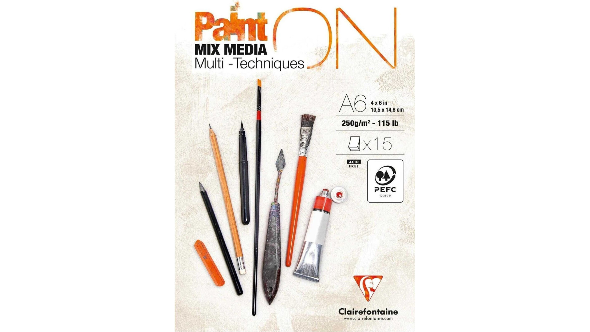 Clairefontaine Paint On Blok A6 250 gsm 15 ark