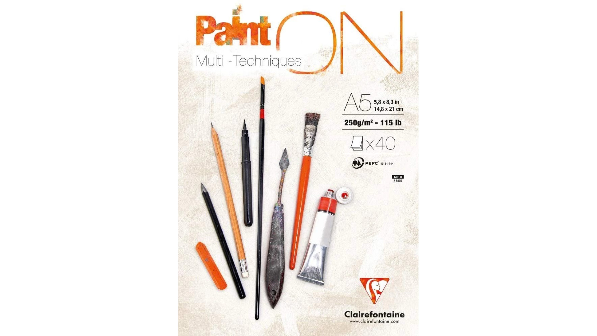 Clairefontaine Paint On Blok A5 250 gsm 40 ark