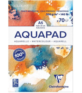 Clairefontaine Watercolour Pad Goldline Aquapad, A5, 300 gsm, 70 sheets