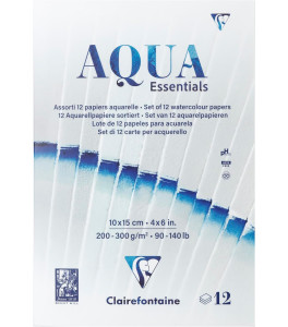 Clairefontaine Blok akwarelowy Aqua Essentials,  12 ark, 10 x 15 cm, 200-340 gsm