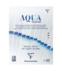 Clairefontaine Watercolour paper pad Aqua Essentials, 12 sheets, 18 × 24 cm, 200-340 gsm