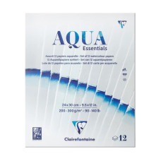 Clairefontaine Blok akwarelowy Aqua Essentials,  12 ark, 24 x 30 cm, 200-340 gsm