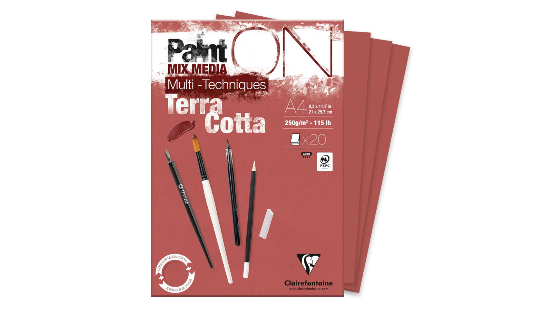 Clairefontaine Paint On Terracotta blok A4 250 gsm 20 ark