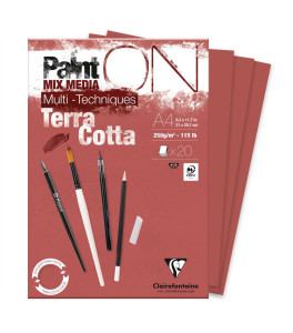 Clairefontaine Paint On Terracotta blok A4 250 gsm 20 ark