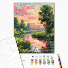 Malowanie po numerach Brushme Przytulny pejzaż © Oleg Loburak 40x50 cm