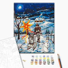 Malowanie po numerach Brushme Świąteczny wieczór © Karina Zimina 40x50 cm