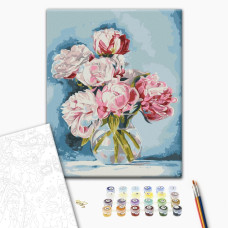 Malowanie po numerach Brushme Piwonie w wazonie © Iryna Ponna 40x50 cm