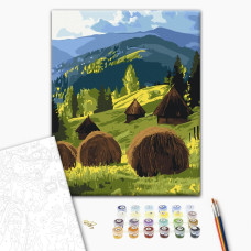 Painting by numbers Brushme Sun over the mountain pasture 40x50 cm