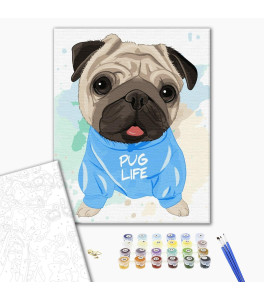 Malowanie po numerach Brushme "Jasny mops" 40x50 cm