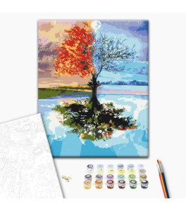 Malowanie po numerach Brushme "Drzewo sezonów" 40x50 cm