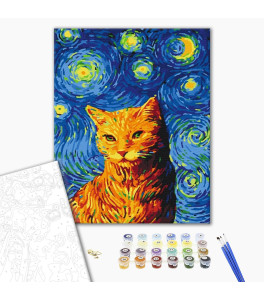 Painting by numbers Brushme "Cat on a starry night" 40x50 cm