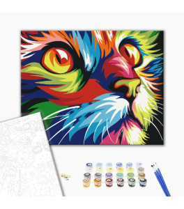Malowanie po numerach Brushme "Tęczowy kot" 40x50 cm