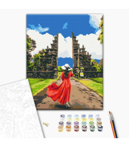 Malowanie po numerach Brushme "Podróżny w Świątyni Lempuyang" 40x50 cm