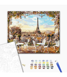 Painting by numbers Brushme "Cafe overlooking the Eiffel Tower" 40x50 cm