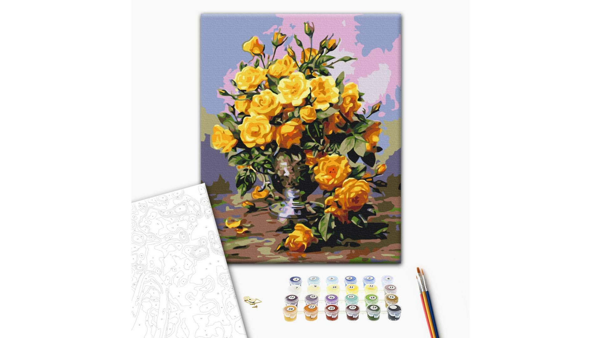 Malowanie po numerach Brushme "Bukiet żółtych róż" 40x50 cm
