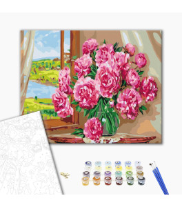 Malowanie po numerach Brushme "Jasne piwonie" 40x50 cm