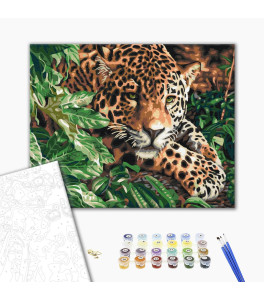 Malowanie po numerach Brushme "Leopard z szmaragdowymi oczami" 40x50 cm