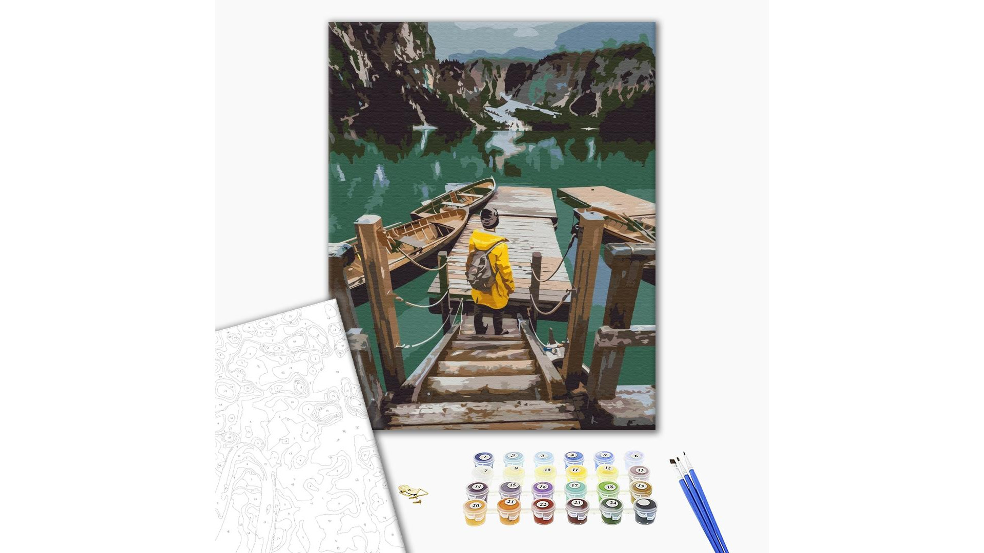 Malowanie po numerach Brushme "Podróżnik na Jeziorze Braies" 40x50 cm