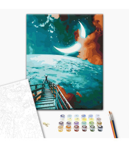 Malowanie po numerach Brushme "Droga do księżyca" 40x50 cm
