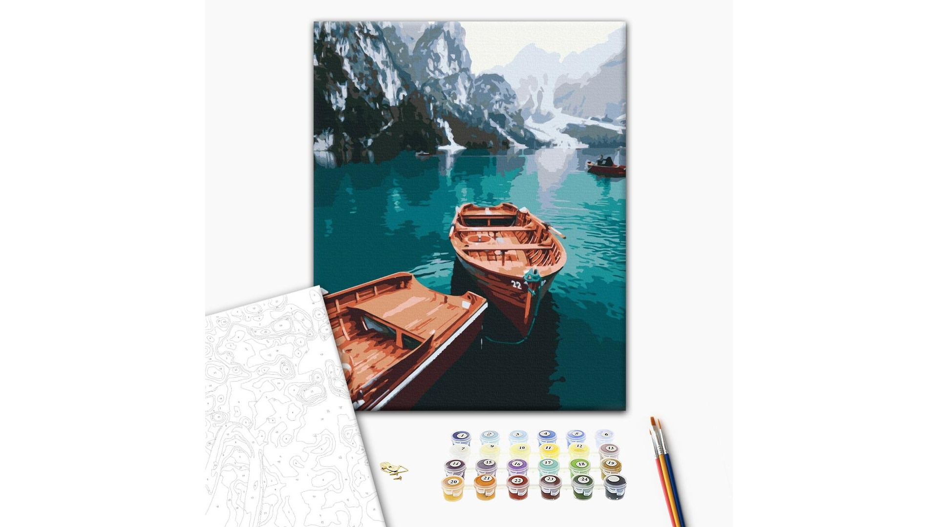 Malowanie po numerach Brushme "Łodzie na alpejskim jeziorze" 40x50 cm