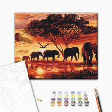 Painting by numbers Brushme Elephants in the savannah 40x50 cm
