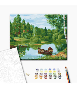 Malowanie po numerach Brushme "Jezioro w lesie" 40x50 cm