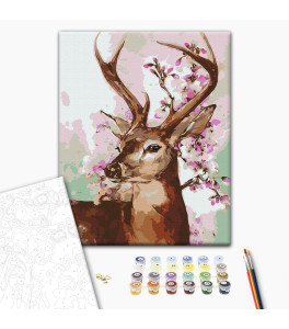 Painting by numbers Brushme "Deer and sakura branch" 40x50 cm
