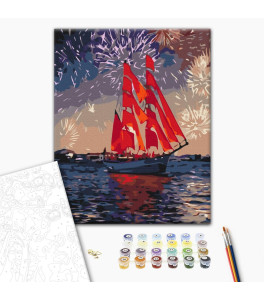 Painting by numbers Brushme "Sailboat under fireworks" 40x50 cm