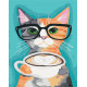 Malowanie po numerach Brushme "Kot i kawa" 40x50 cm