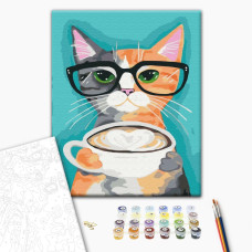 Painting by numbers Brushme Cat and coffee 40x50 cm